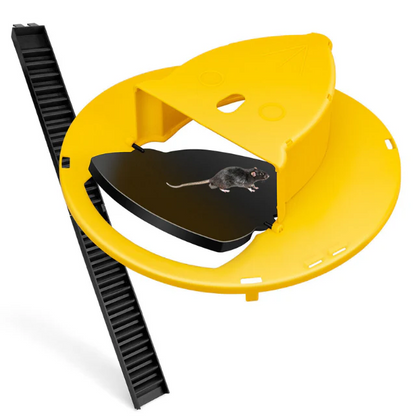 Bucket Trap Cover with Automatic Reset and Ladder Ramps for Rodent Control