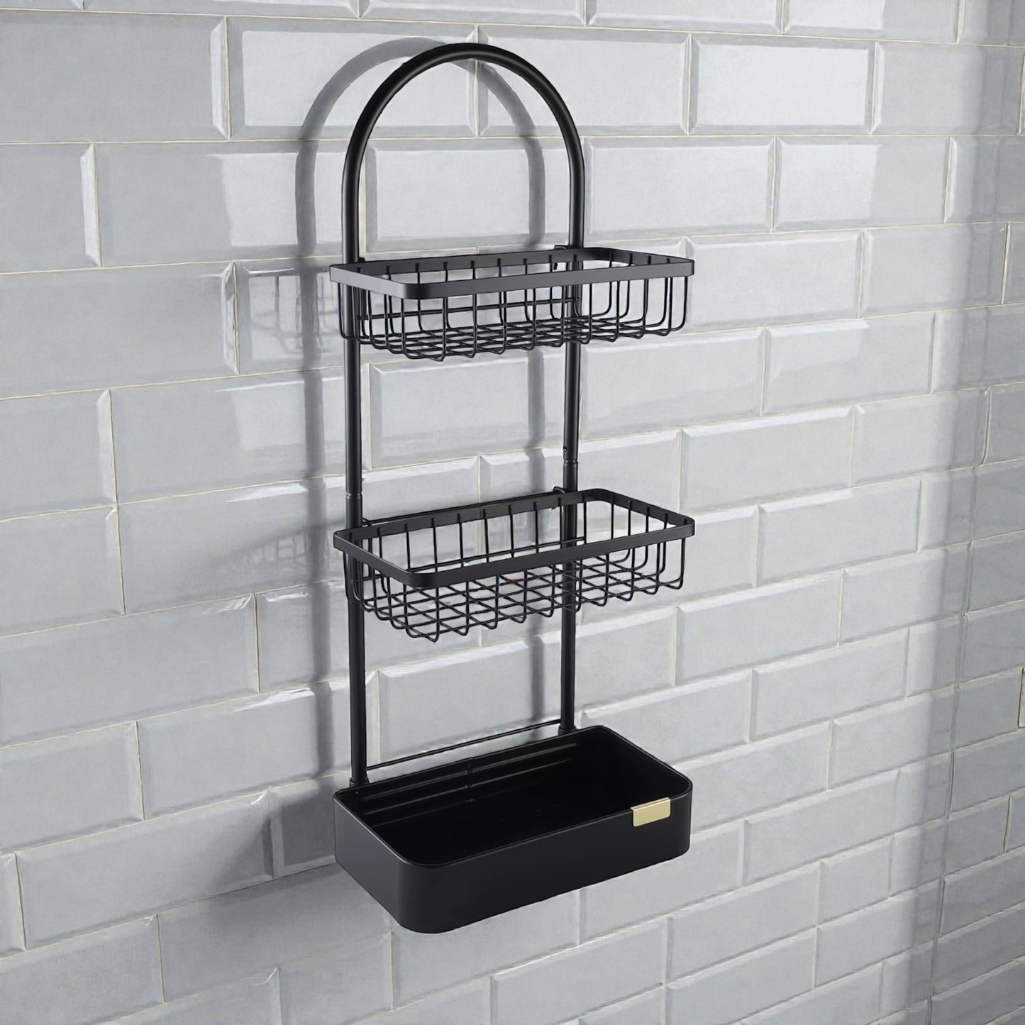 3-Tier Metal Shower Caddy, Black Bathroom Organizer