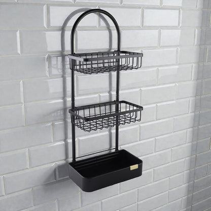 3-Tier Metal Shower Caddy, Black Bathroom Organizer