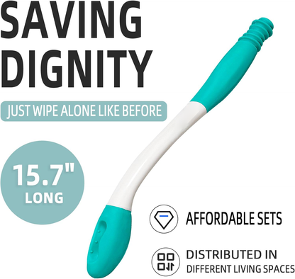 Extended Reach Personal Hygiene Tool with Push-Button Release and Cushioned Grip, 2-Pack