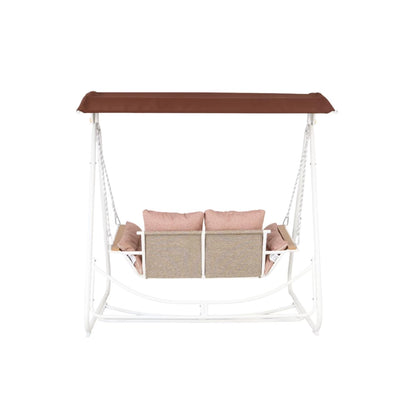 Outdoor 2-Seater Swing with Brown Cushioning