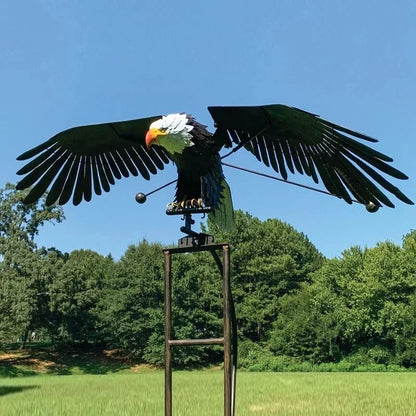 Wind-Activated Metal Bird Garden Stake with Bearing-Guided Wings and Weighted Base
