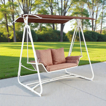 Outdoor 2-Seater Swing with Brown Cushioning
