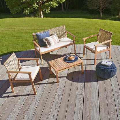 Inver Outdoor Wooden Sofa Set with Coffee Table, 4 Seating Capacity