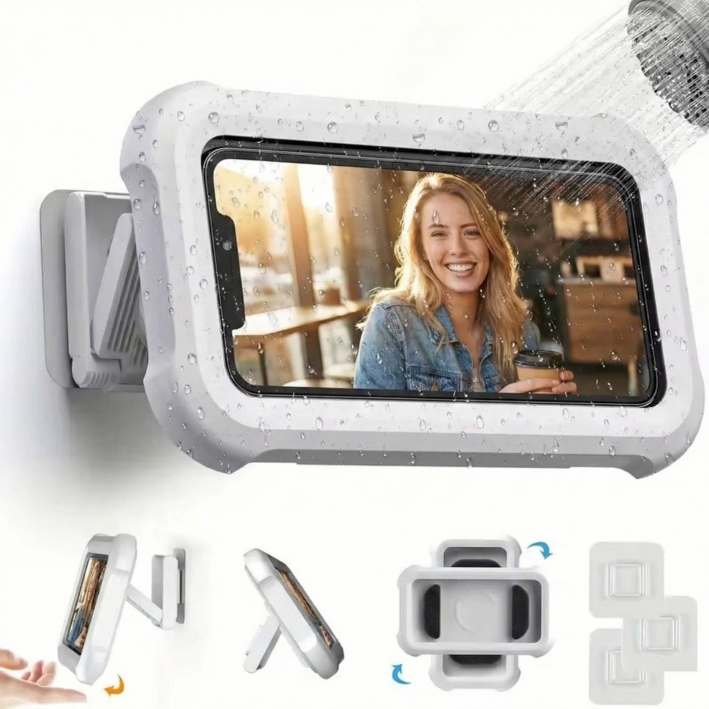 Waterproof Phone Holder with 480° Rotation and Touchscreen Access for Smartphones Up to 6.8"