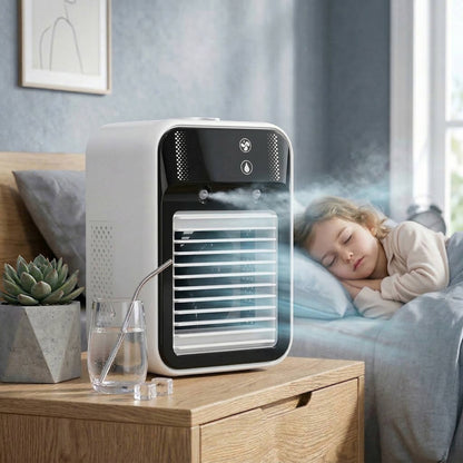 Rechargeable Mist Fan with Dual Nano Spray and Tilting Head, 17oz Tank