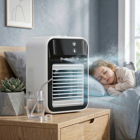 Rechargeable Mist Fan with Dual Nano Spray and Tilting Head, 17oz Tank