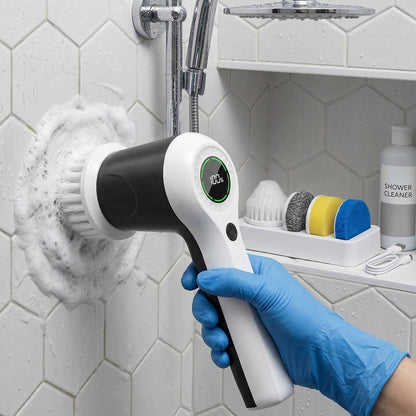 Cordless Spin Scrubber with Dual Speed Motor and 6 Brush Heads, IPX7 Waterproof