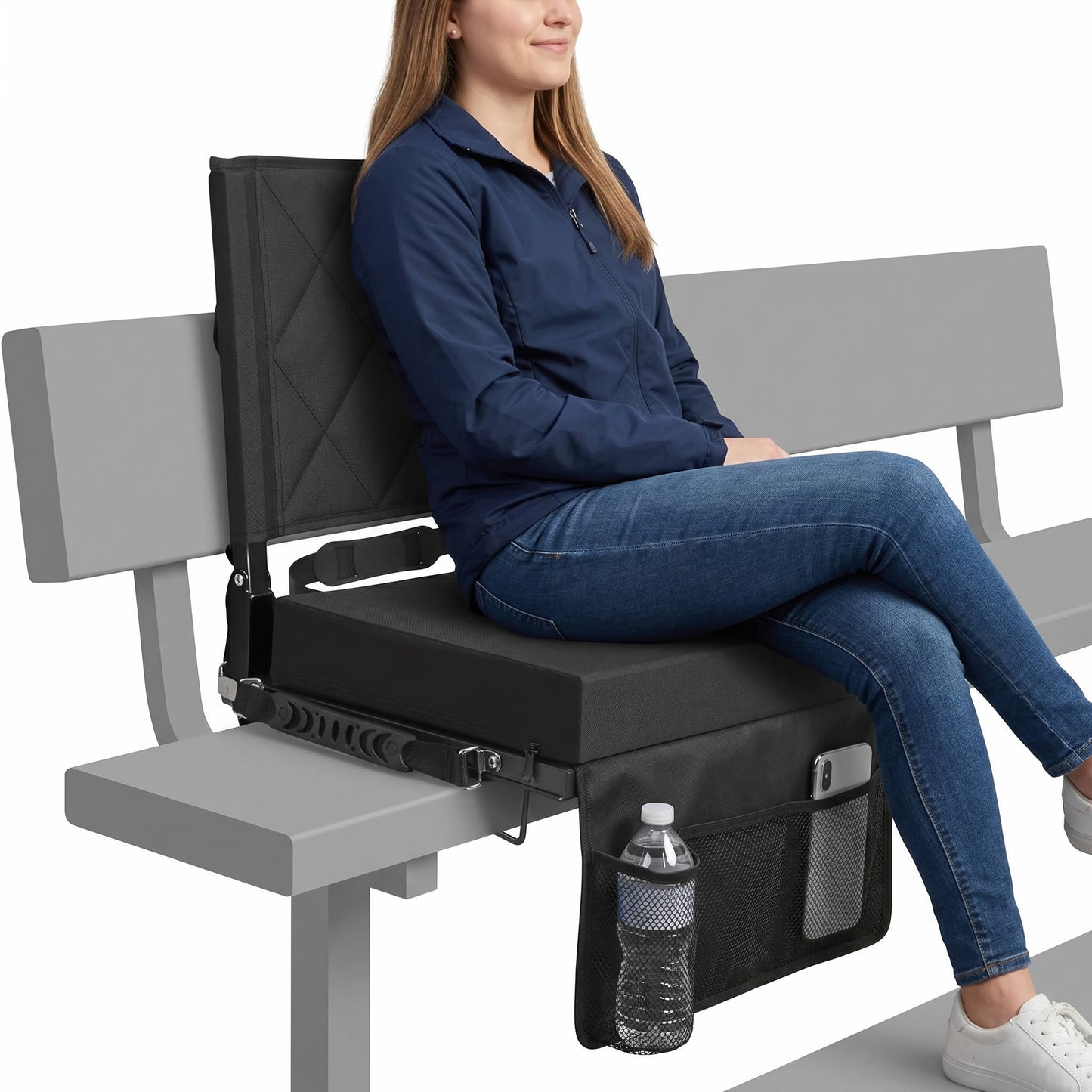 Stadium Seats for Bleachers with Back Support & Wide Cushion, Portable Folding Padded Stadium Chair with Shoulder Strap for Football & Baseball Games