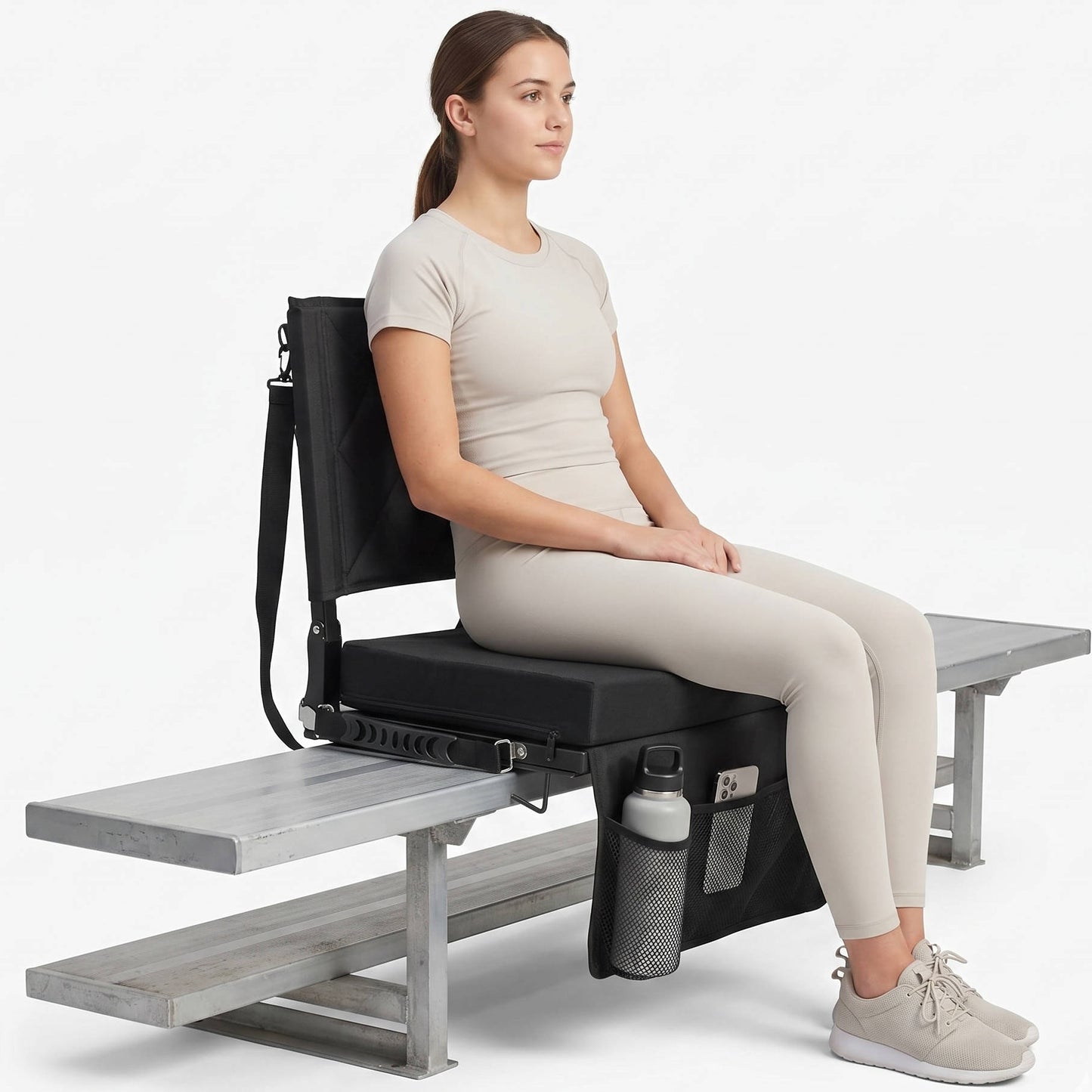 Stadium Seats for Bleachers with Back Support & Wide Cushion, Portable Folding Padded Stadium Chair with Shoulder Strap for Football & Baseball Games