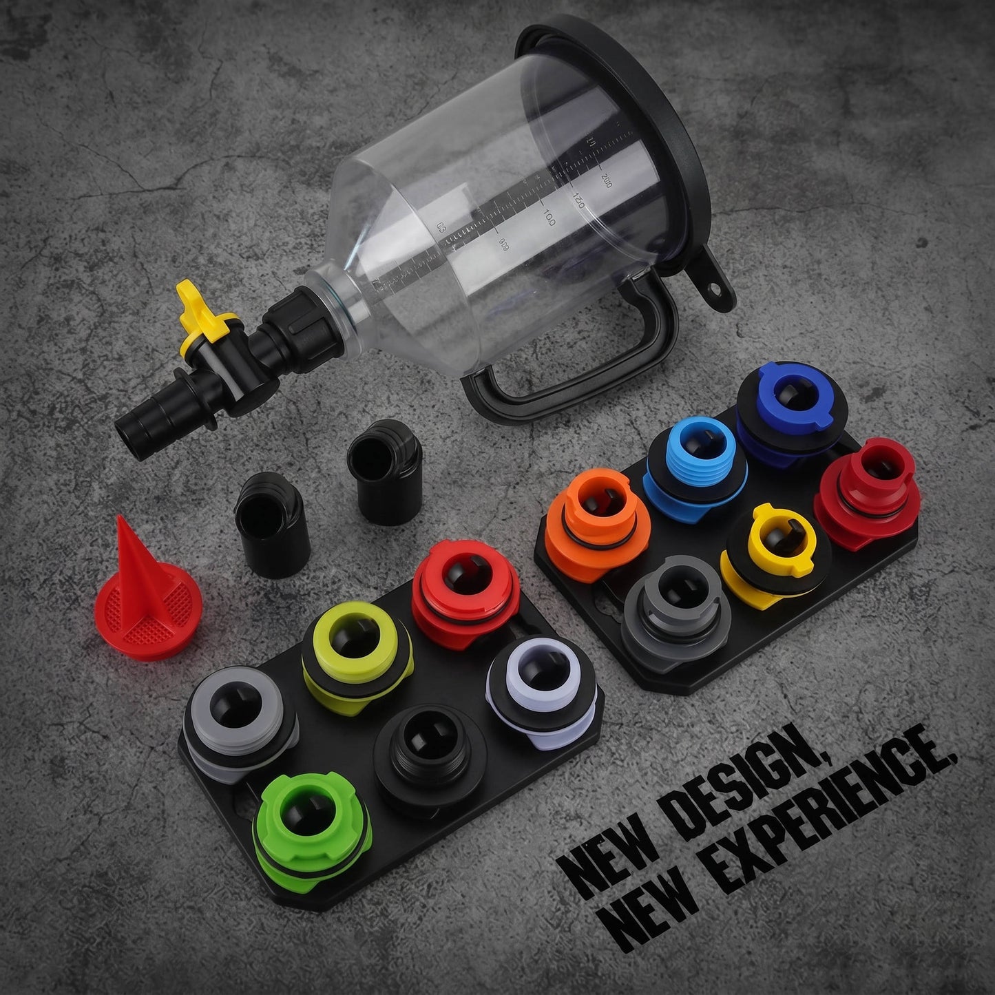 18 Pieces Engine Oil Funnel Set, 1.5L Automotive Oil Filler Kit with 12 Adapters, Elbow Fitting, Mesh Screen & Magnetic Storage Hook Tray for GM, Ford, BMW, Audi, Land Rover