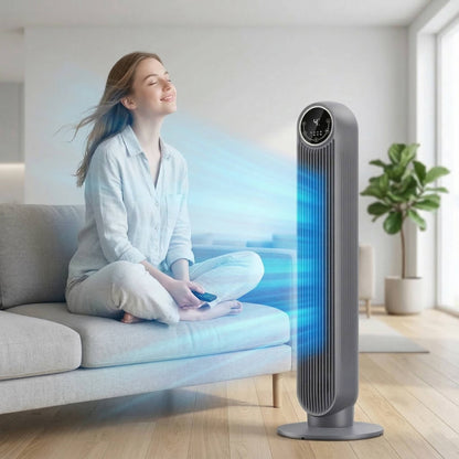 Bladeless Tower Fan with 8 Speed Settings and 4 Operating Modes