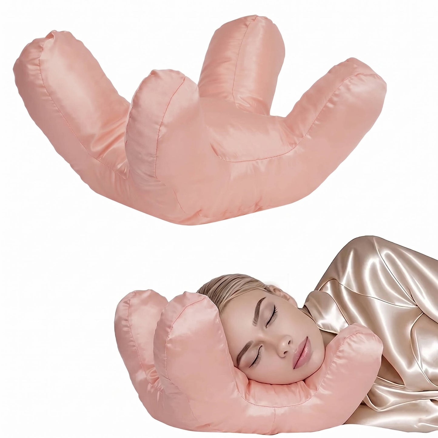Beauty Pillow with Silk Satin Pillowcase, Soft Face Massage Sleeping Pillow for Comfort
