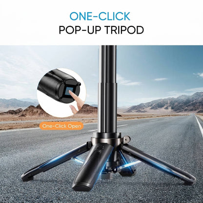 Selfie Stick with Fill Light Portable Tripod, Pocket Size Wireless Remote Phone Stand