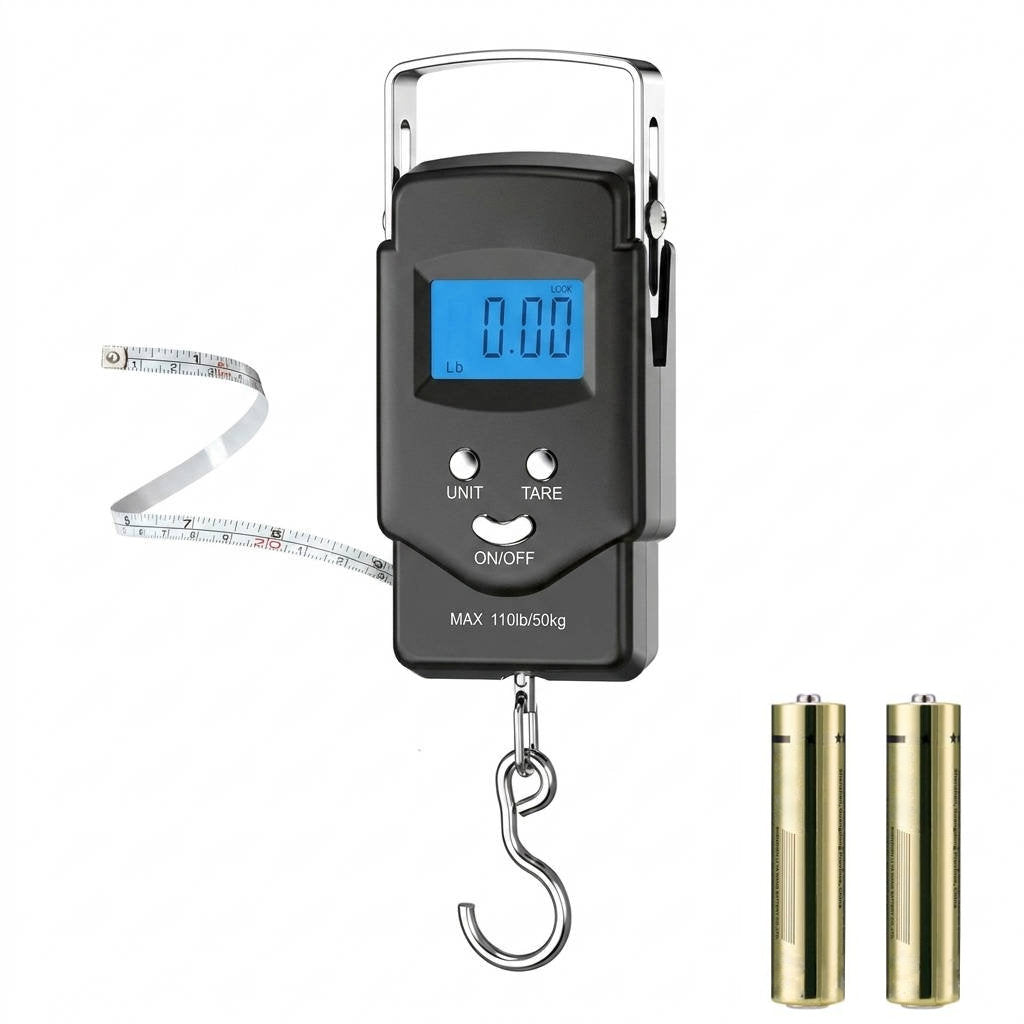 Digital Fish Scale 110lb, Portable Luggage Fishing Scale with LCD Display Measuring Tape