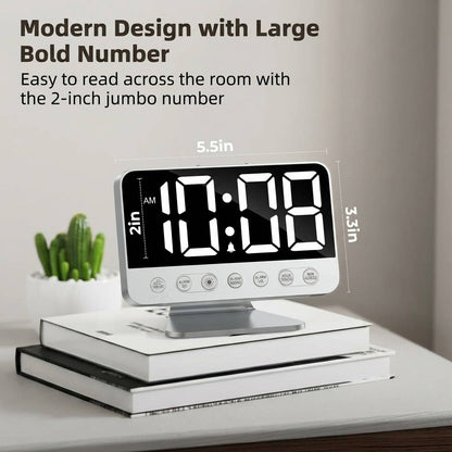 Digital Alarm Clock Bedroom Large Display, Adjustable Brightness Easy Read LED Clock with Night Light
