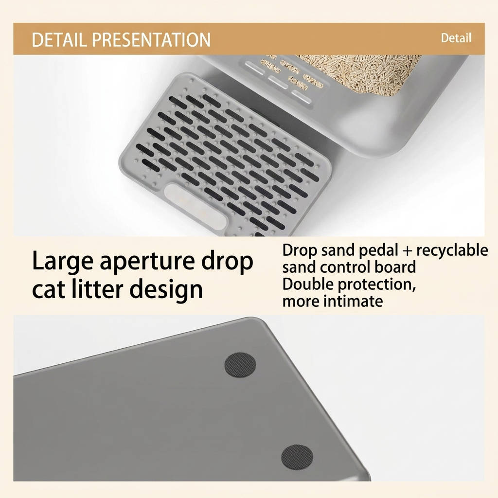 Stainless Steel Cat Litter Box 100L, Enclosed Smart Odor Control Leak Proof Multi Cat Box