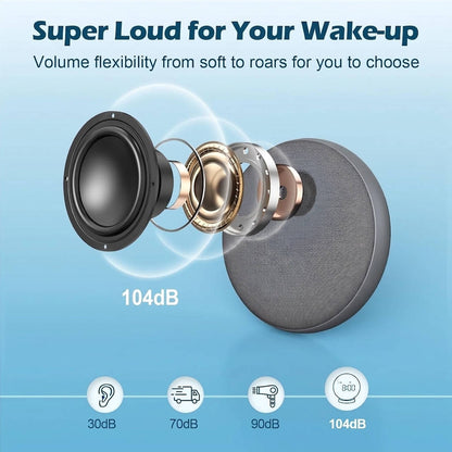 Super Loud Alarm Clock for Heavy Sleepers Adults Teens, Vibrating Alarm Clock Bed Shaker Under Pillow, Rechargeable Battery Powered Portable Travel Clock with Auto Dim Display