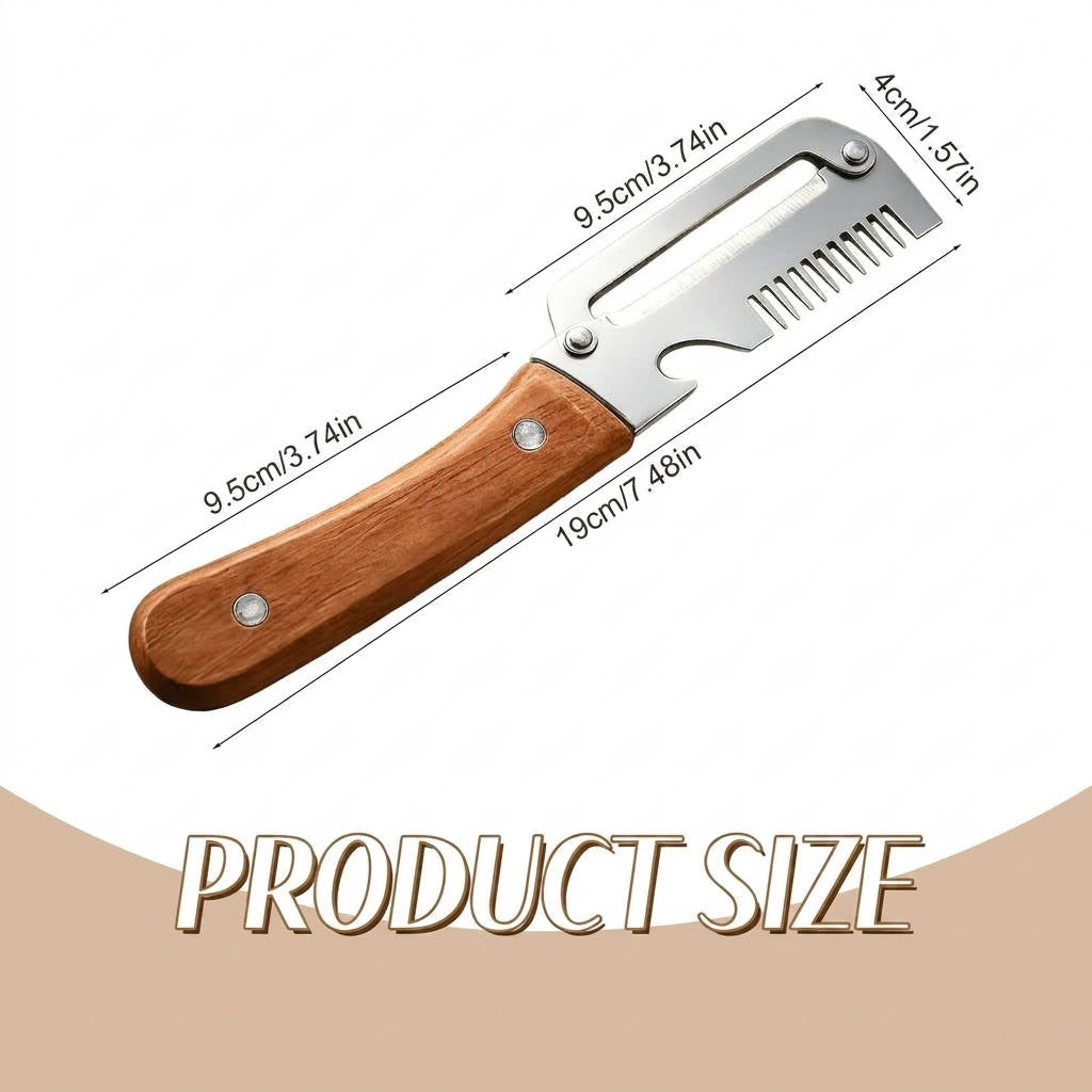 2026 Upgrade Vegetable Peeler with Wooden Handle & Stainless Steel Wide Blade, 3 in 1 Potato & Carrot Peeler with Scallion Shredder and Bottle Opener for Kitchen, Camping & Travel