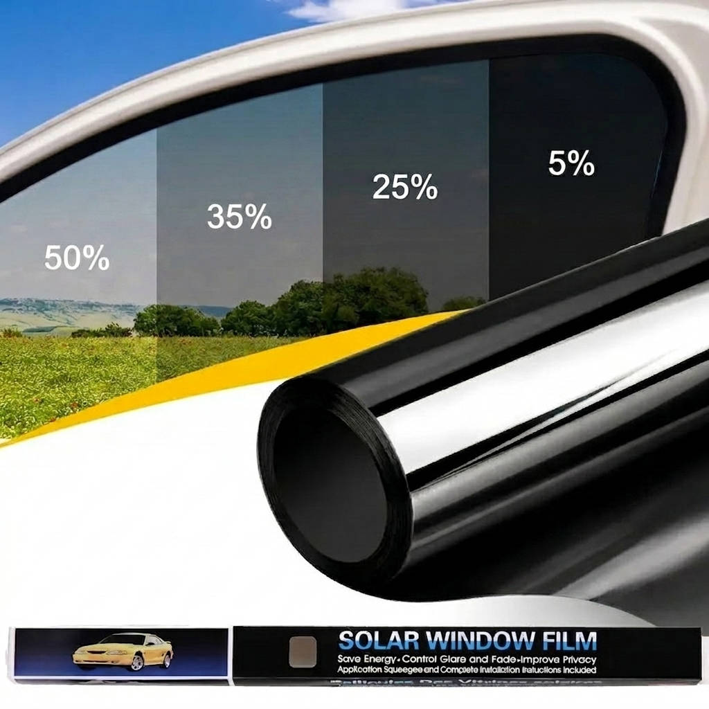 Uncut Roll Car Window Tint Film, Universal Windshield Sun Shade & Privacy Film, Anti Scratch UV Heat Blocking and Glare Protection Roll for Cars, SUVs & Trucks