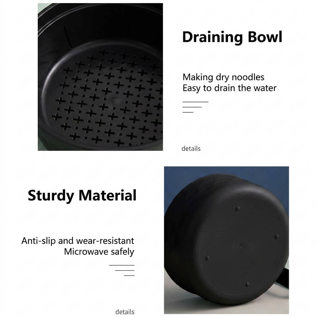 6PC Microwave Ramen Bowl Set with Lid and Handle, Instant Ramen Noodle Cooker and Soup Bowl, Portable Microwaveable Dorm Room & College Essentials Tableware