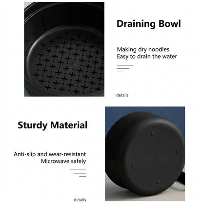 6PC Microwave Ramen Bowl Set with Lid and Handle, Instant Ramen Noodle Cooker and Soup Bowl, Portable Microwaveable Dorm Room & College Essentials Tableware