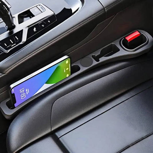 Car Seat Side Gap Filler and PU Leather Storage Strip, Universal Console Organizer for Phone, Keys & Tickets, Premium Interior Auto Stowing and Tidying Accessories