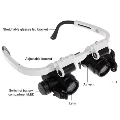 Magnifying Glasses with Dual LED Lights and Interchangeable Lenses, 8x 15x 23x