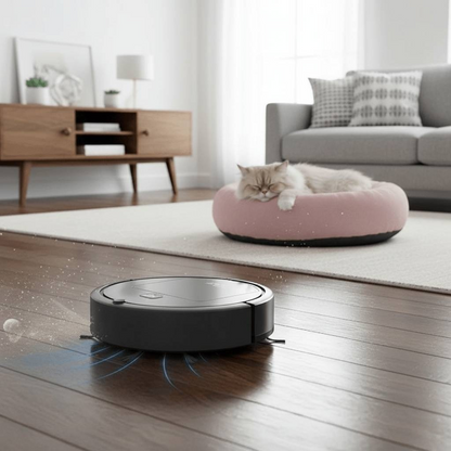 Robotic Floor Cleaner with Quiet Motor and Obstacle Sensors, 90-Minute Runtime