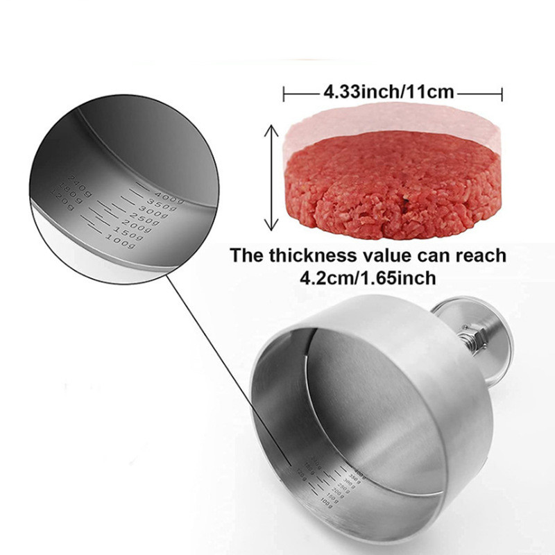 Stainless Steel Patty Press with 5-Inch Diameter and Dishwasher-Safe Design