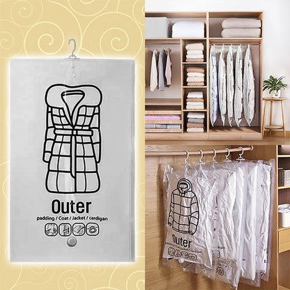 Vertical Hanging Vacuum Storage Bags with Airtight Seal and Reusable Design, Set of 4