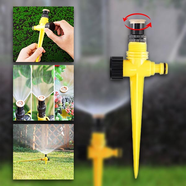 Rotating Garden Sprinkler with Adjustable Spray and Full-Circle Coverage