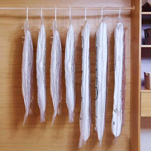 Vertical Hanging Vacuum Storage Bags with Airtight Seal and Reusable Design, Set of 4