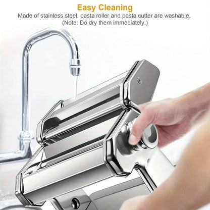 Manual Pasta Maker with 7 Thickness Settings and Dual Cutting Attachments