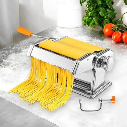 Manual Pasta Maker with 7 Thickness Settings and Dual Cutting Attachments