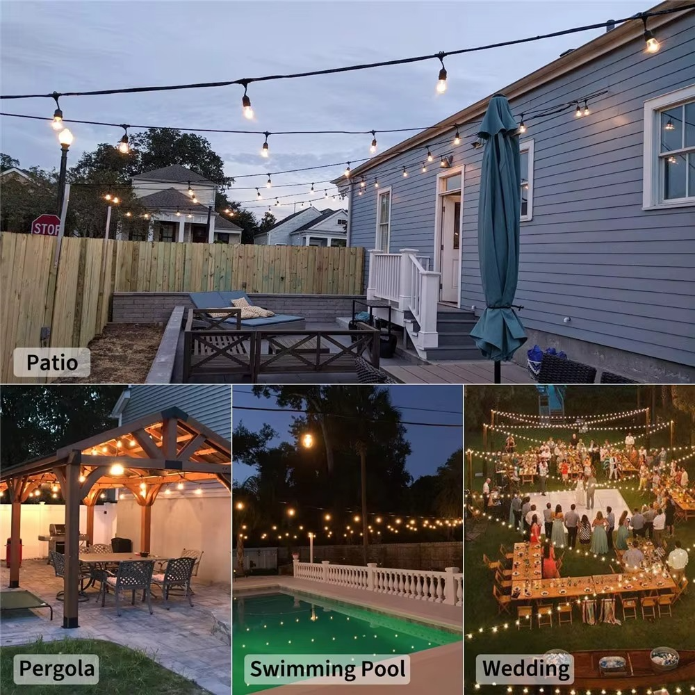 LED String Lights with Edison Bulbs and Weatherproof Cord, 20ft Outdoor