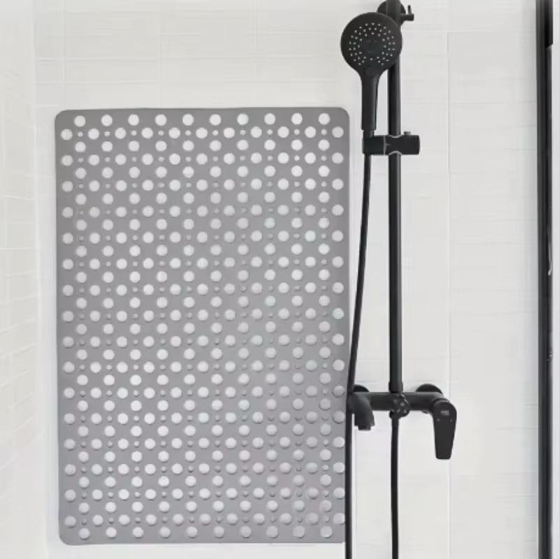 Textured Shower Mat with Drainage Holes and Suction Cup Base