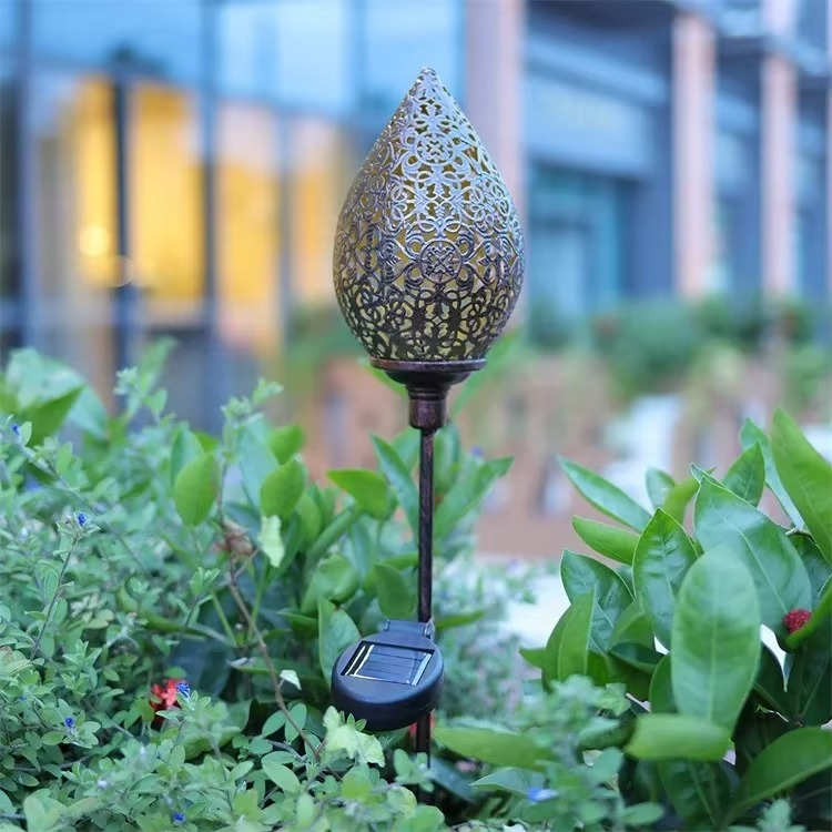 LED Water Drop Pathway Light with Solar Panel and Auto Dusk Sensor, Weatherproof