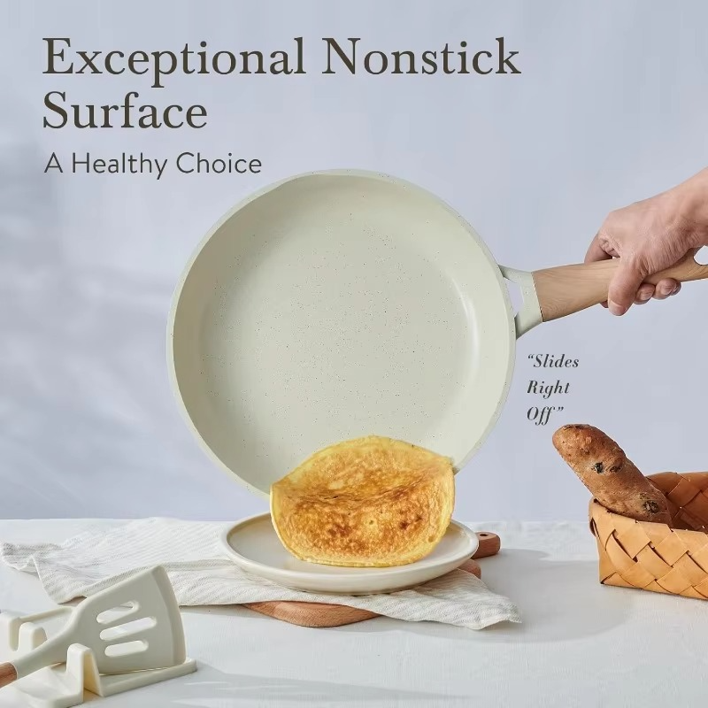 Ceramic Nonstick Cookware Set with Tempered Glass Lids and Heat-Resistant Handles, 22-Piece