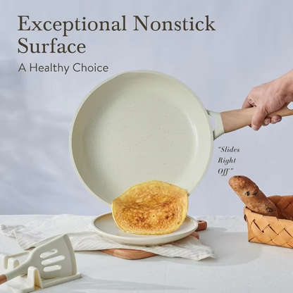 Ceramic Nonstick Cookware Set with Tempered Glass Lids and Heat-Resistant Handles, 22-Piece