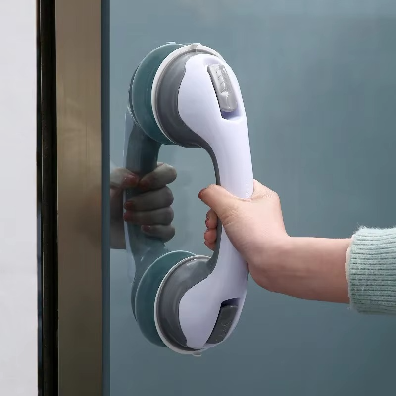 Bathroom Grab Bar with Suction Cups and Textured Grip, Tool-Free Installation