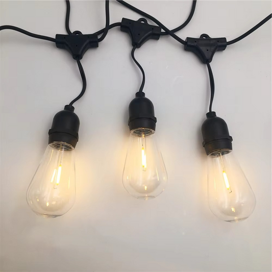 LED String Lights with Edison Bulbs and Weatherproof Cord, 20ft Outdoor