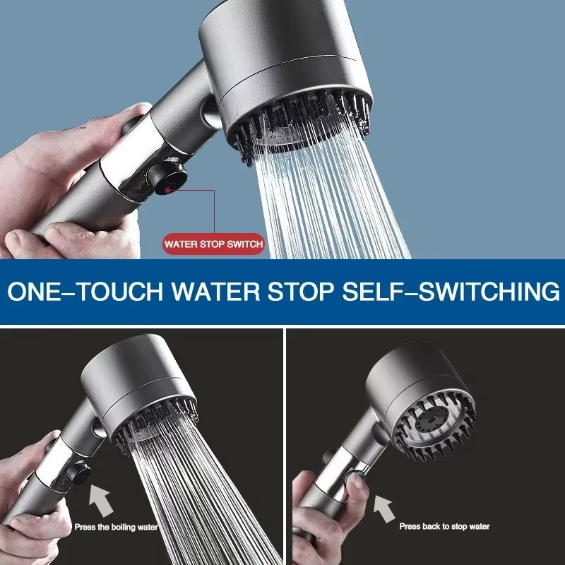 Rainfall Shower Head with Water Filter and Detachable Massage Brush