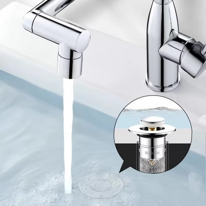 Sink Drain Stopper with Detachable Filter Basket and Press-Activated Seal
