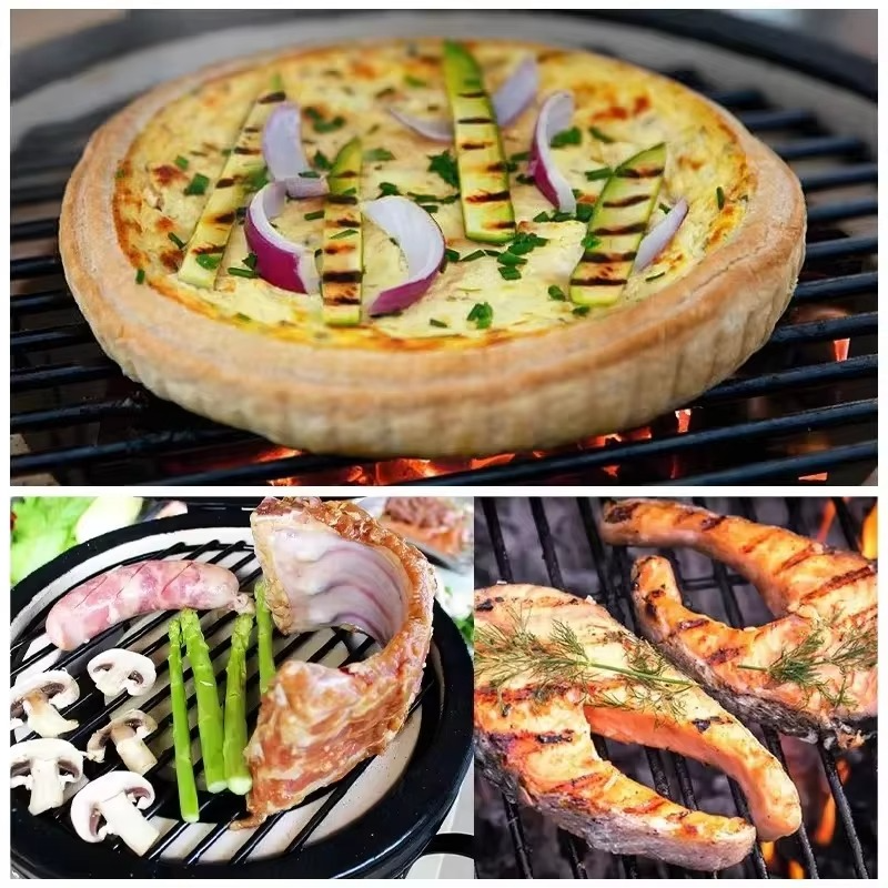 Ceramic Charcoal Grill with 13-Inch Cooking Surface for Outdoor Use