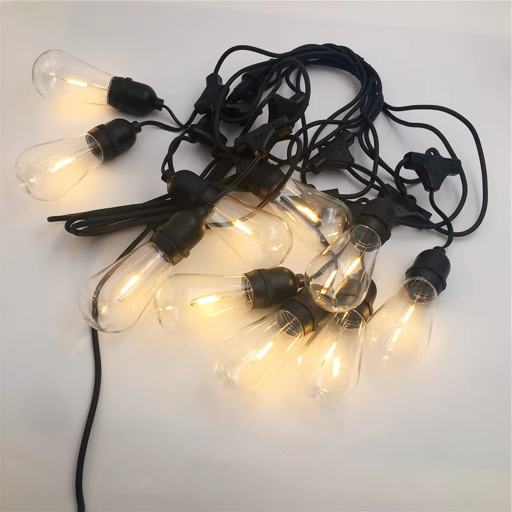 LED String Lights with Edison Bulbs and Weatherproof Cord, 20ft Outdoor