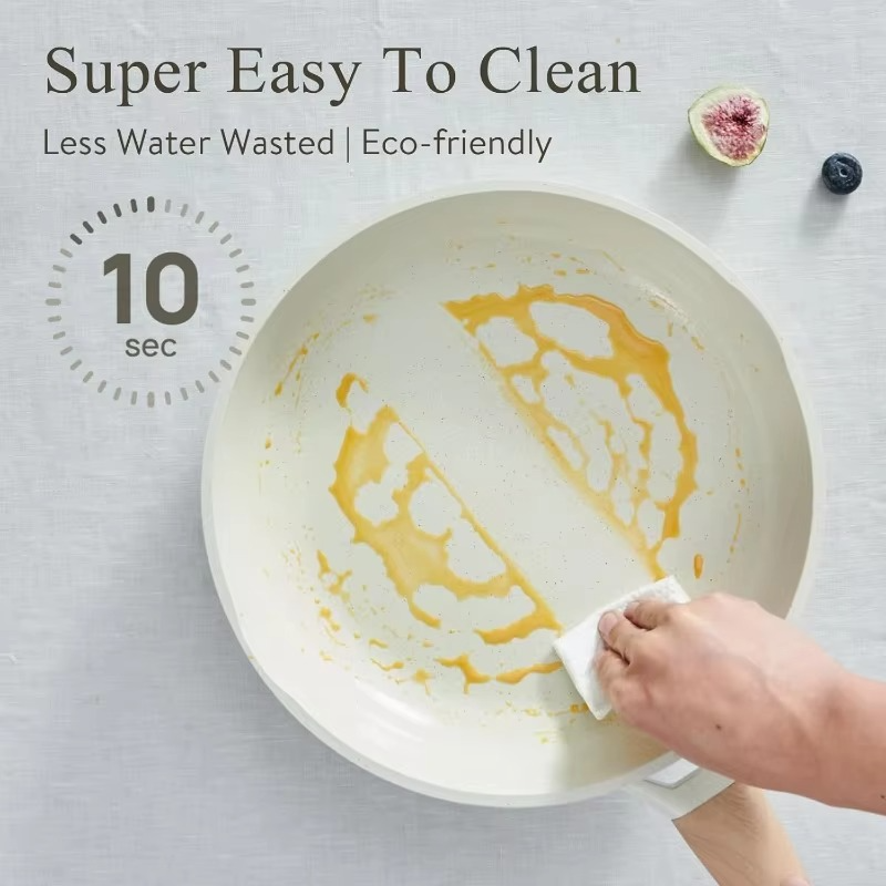 Ceramic Nonstick Cookware Set with Tempered Glass Lids and Heat-Resistant Handles, 22-Piece