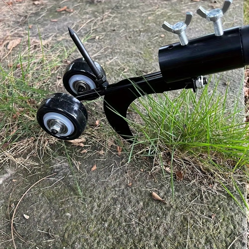 Upright Weed Roller Tool with Metal Roller Head for Pavement Joints and Crevices
