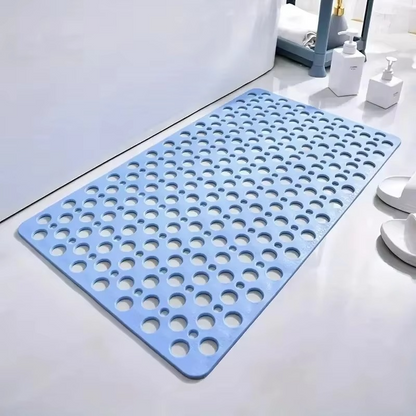 Textured Shower Mat with Drainage Holes and Suction Cup Base