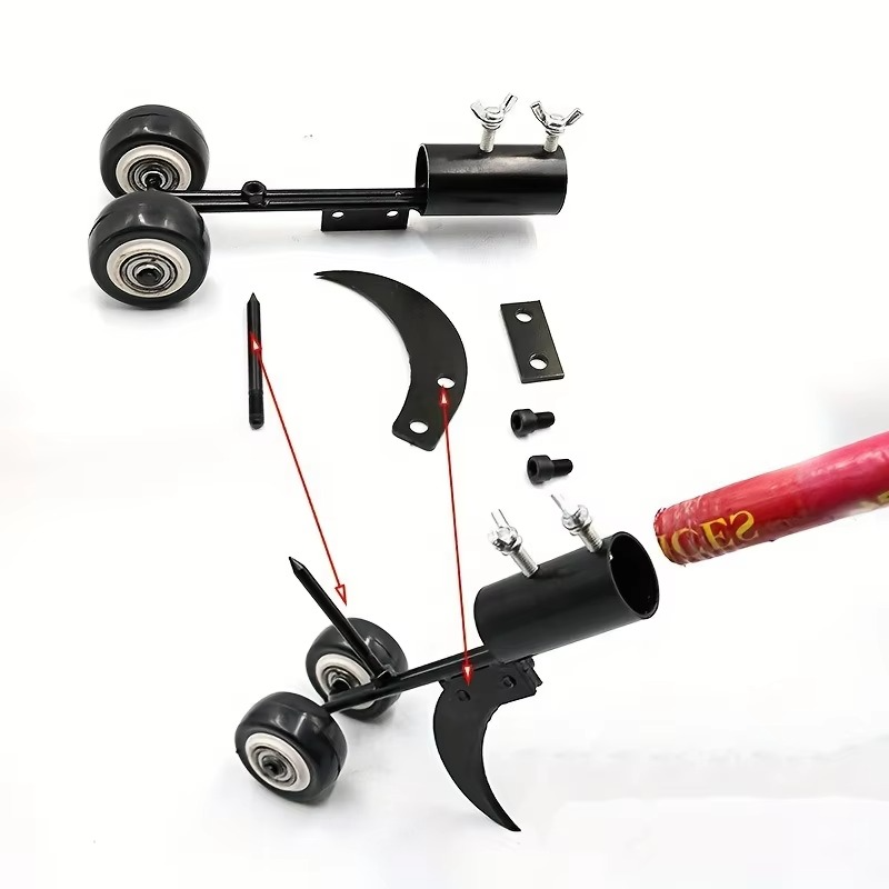 Upright Weed Roller Tool with Metal Roller Head for Pavement Joints and Crevices